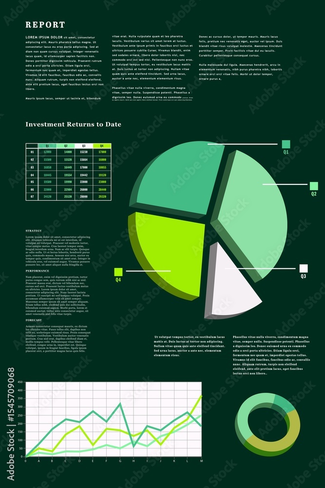 Poster business interface with graphs and data