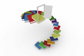 Obraz premium Steps made out of books with an open door
