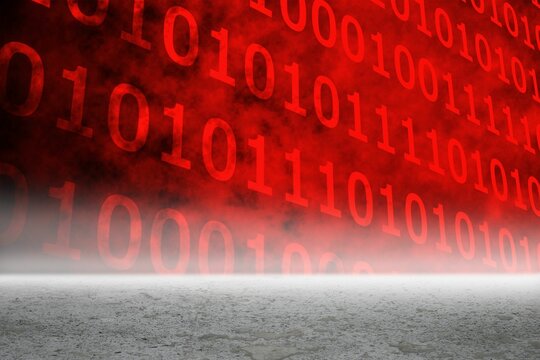 Digitally generated Red binary code graphic