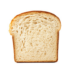 A single slice of white bread with a golden crust and soft, porous interior.