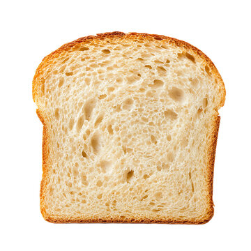 A single slice of white bread with a golden crust and soft, porous interior.