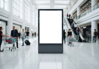 Blank Digital Billboard Mockup in a Busy Shopping Mall