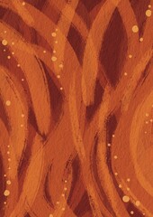Red and orange color line brush on paper illustration for decoration on autumn seasonal, hot temperature and primitive art style.