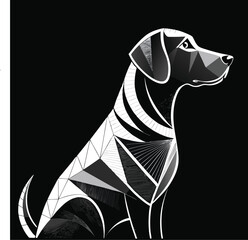 black and white illustration of a dog