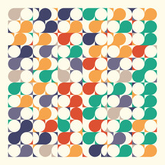 Geometric Rhythm: A captivating mosaic of abstract shapes and colors, showcasing the interplay of form and hue in a vibrant, modernist design.