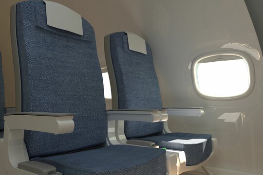 Fototapeta Empty space in modern airplane