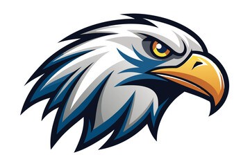 Bold eagle head shows intense gaze with sharp feather and beak details