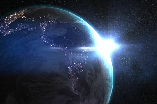 Fototapeta Planet earth against bright sun