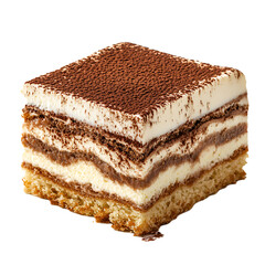 Square Slice of Tiramisu with Cocoa Powder