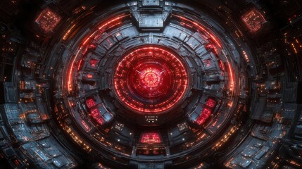 Obraz premium Cyberpunk Core: Futuristic Red Glow