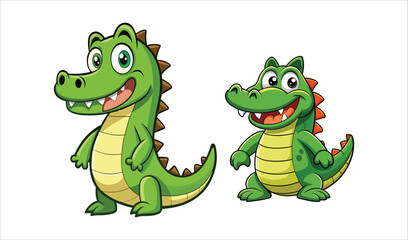 Naklejka premium Two cute cartoon crocodiles illustration