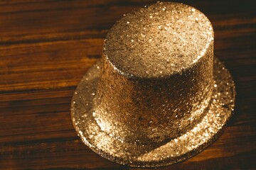 High angle view of copper color hat
