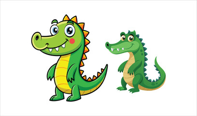 Fototapeta premium Two cute cartoon crocodiles illustration