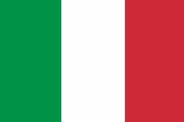 Flat vector illustration showing Italian flag with three vertical stripes on transparent background
