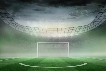 Football pitch in large stadium