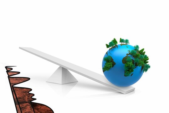 Fototapeta Scales over cliff edge with earth