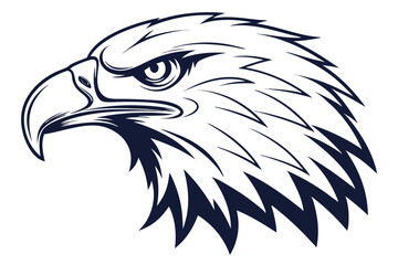 Striking eagle head in navy monochrome showcases sharp details and resolute expression clearly