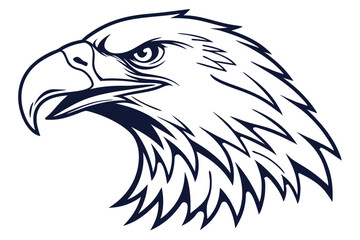 Bold eagle head profile shows precise linework detail, creating fierce and powerful imagery
