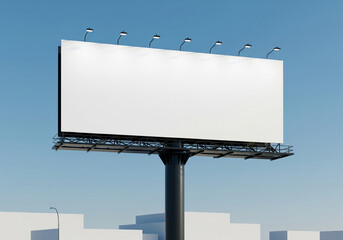 Obraz premium Large Blank Billboard Mockup Against a Clear Blue Sky