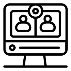 Video Conference Icon in Line Style