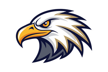 Vectorized eagle head showcases striking white feathers and a formidable golden beak