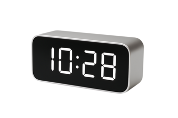 Digital alarm clock isolated on transparent background