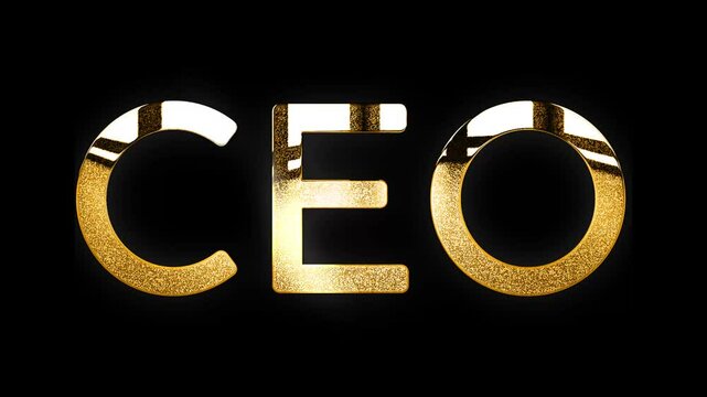 CEO text design with black background golden glitters animation video