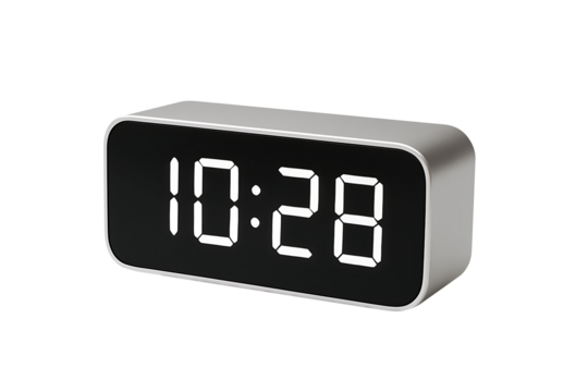 Digital alarm clock isolated on transparent background - Powered by Adobe