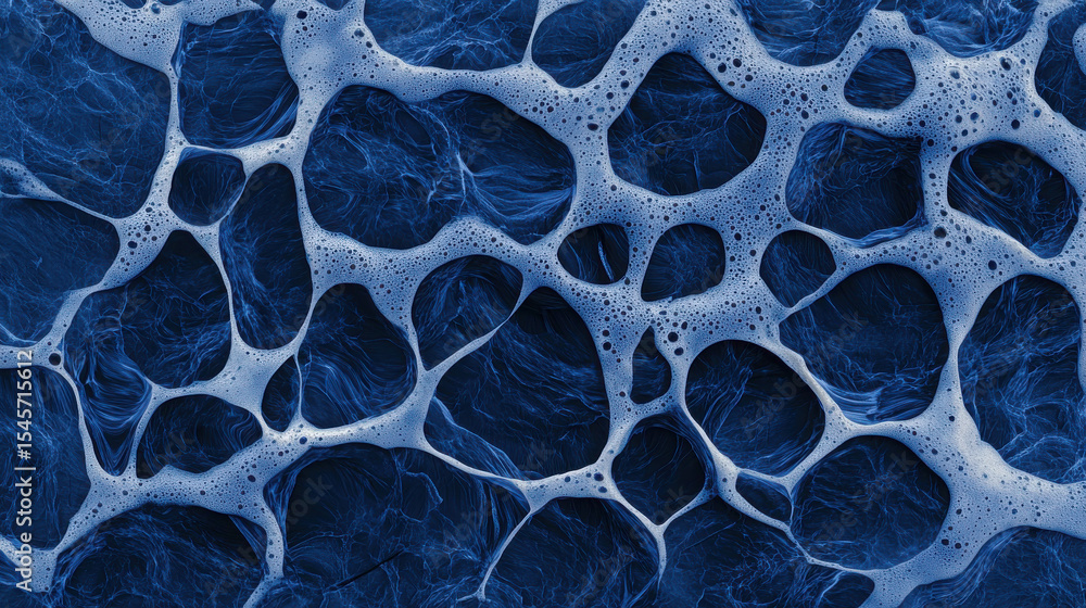 Poster abstract blue texture with bubbles and reticulated shapes, ideal for backgrounds, science, technolog