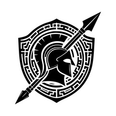 Spartan helmet shield and spear graphic design