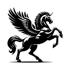 Fototapeta premium Majestic black winged unicorn horse illustration