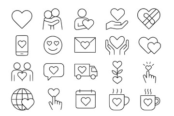 Love and Relationship Solid Icons Set
