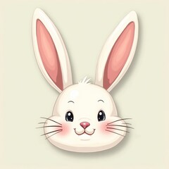 Fototapeta premium Cute white rabbit face illustration.