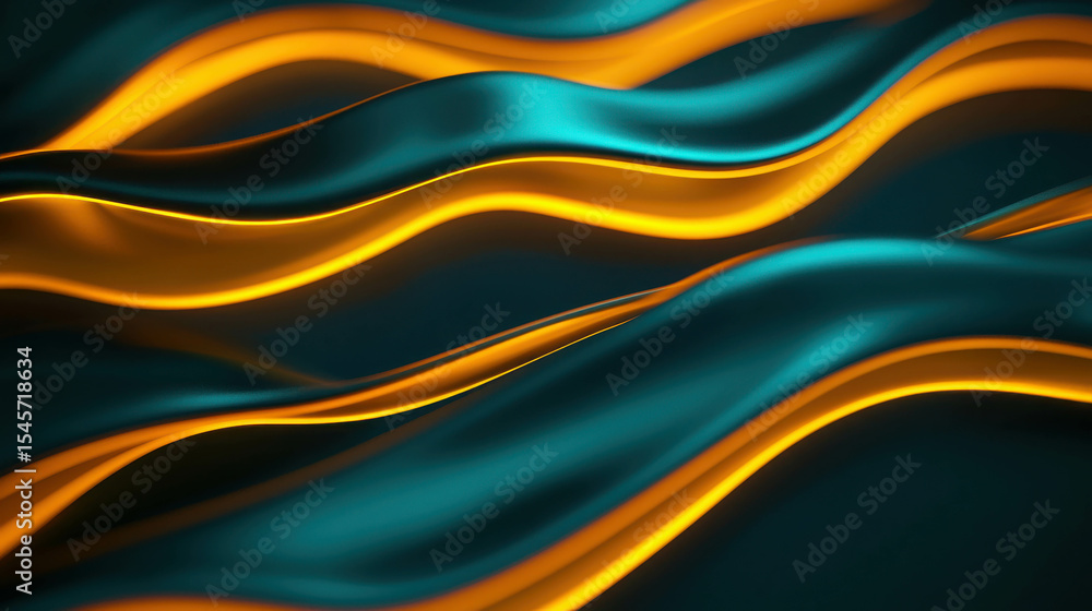 Poster abstract waves of blue and orange light creating dynamic flow and movement in a modern digital art s