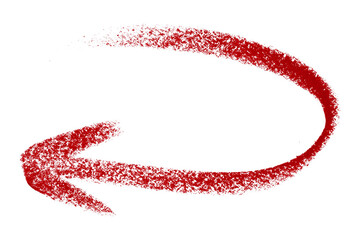 Red arrow symbol colored pencil isolated on transparent background