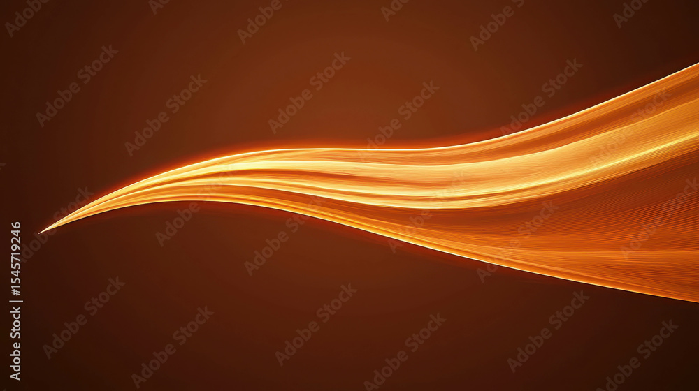 Poster smooth flowing orange wave with light reflection on a dark background for abstract design and creati