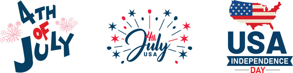 Patriotic american fourth of july independence day designs in red white and blue colors
