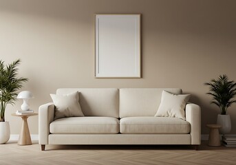 Beige sofa living room interior design