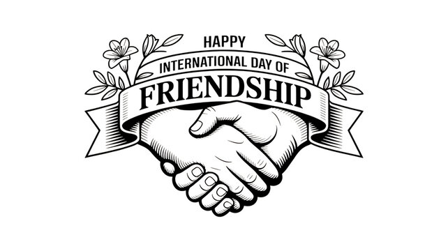 Happy international day of friendship handshake design isolated on transparent background