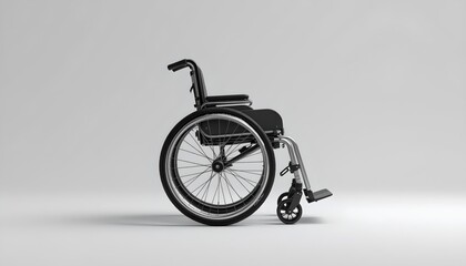 stock photo, minimalist 3d render of a wheelchair, sleek and modern design, on a clean white background, mobility and accessibility technology, sharp focus, with absolutely no text, no logos