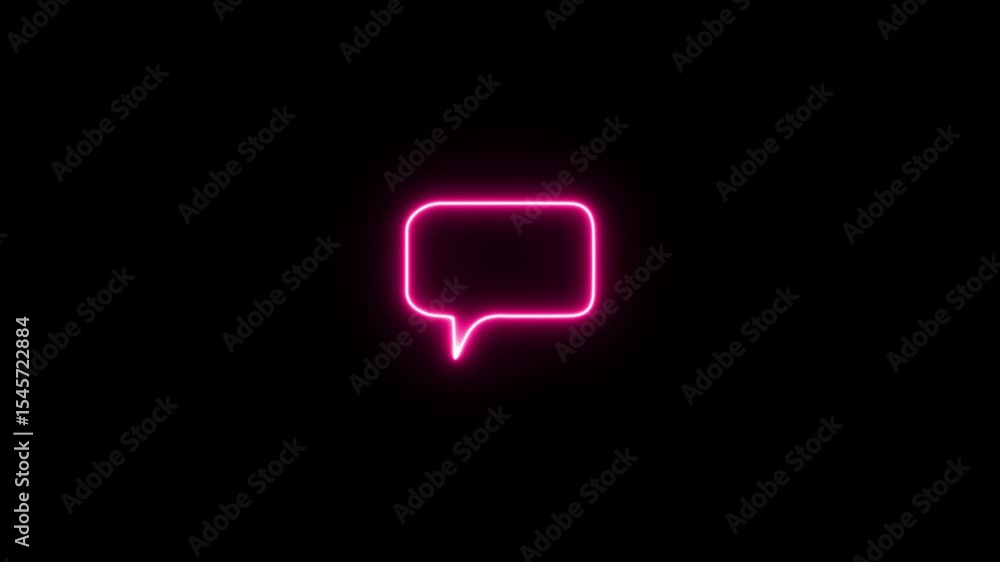 Poster neon line speech bubble collection. talk bubbles, cloud speech bubbles set icon animation.