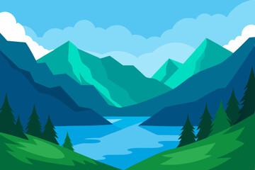 Serene Mountain Lake Landscape A Breathtaking View of Nature's Majesty