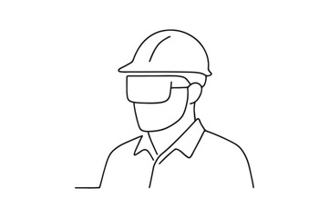 Worker with Headgear continuous one line drawing minimalism design