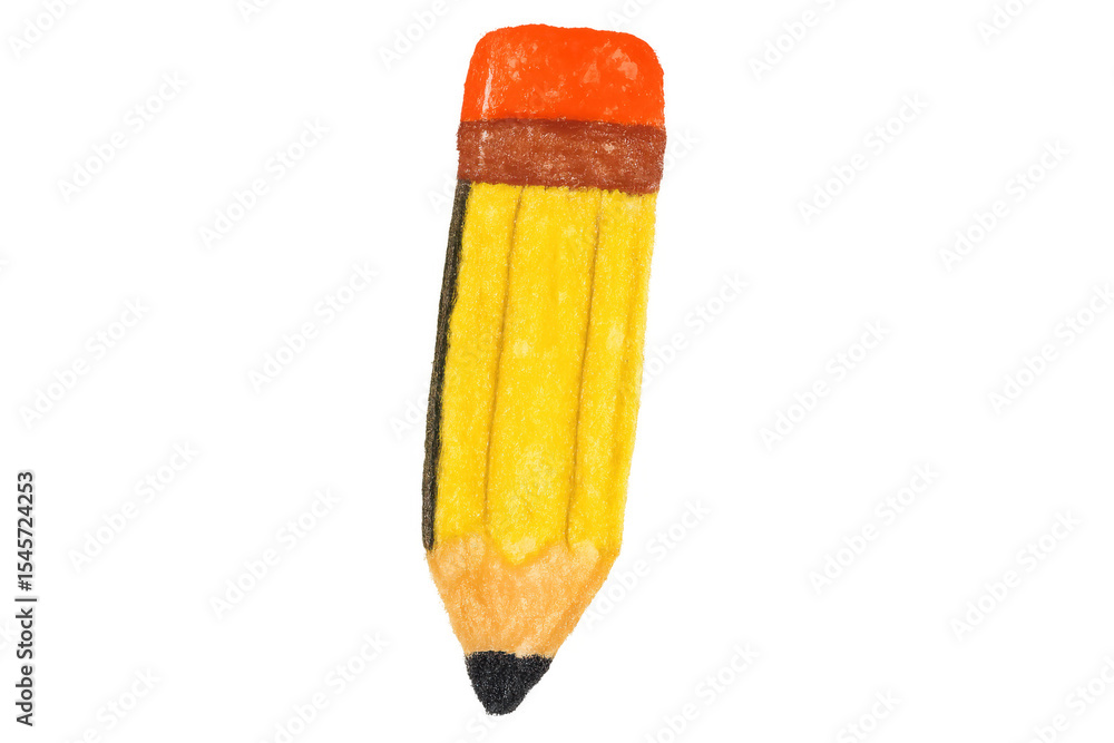 Aufkleber yellow pencil with sharpened graphite tip and red eraser, highlighting classic writing instrument ag
