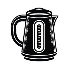 Electric Kettle Silhouette Vector Illustration on White Background 