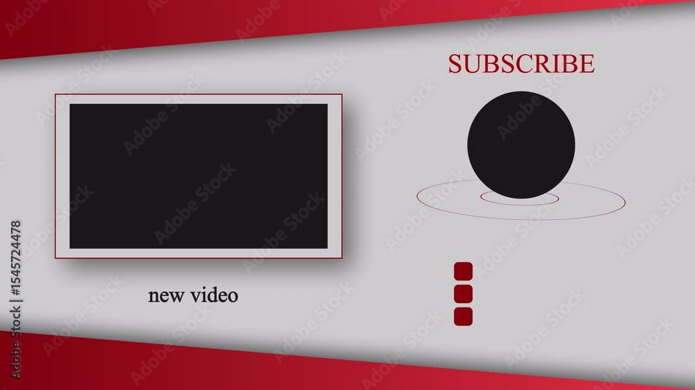 Aufkleber youtube end screen template with subscribe button and new video placeholder