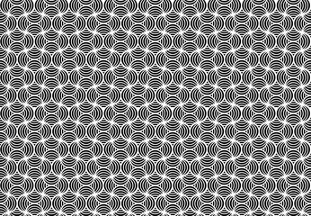 Seamless Black and White Geometric Circular Wave Pattern Background