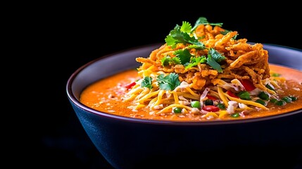 Khao Soi Noodles, Thai Curry Soup, Garnish, Restaurant, Food Photography, Menu