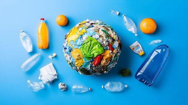Plastic waste globe pollution recycling concept - Powered by Adobe