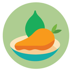 Sweet Potato and Spinach Dish Icon vector illustration of an orange fruit